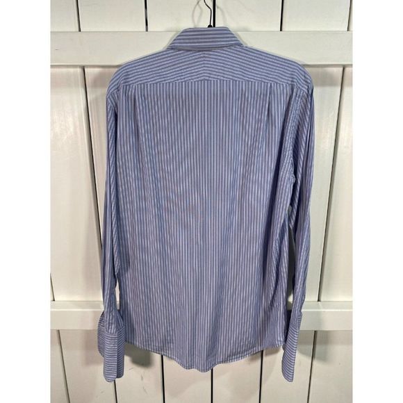 Gieves & Hawkes  Men's Double Cuff Classic Fit Dress Shirt Stripped Purple 15.5 - Picture 3 of 5